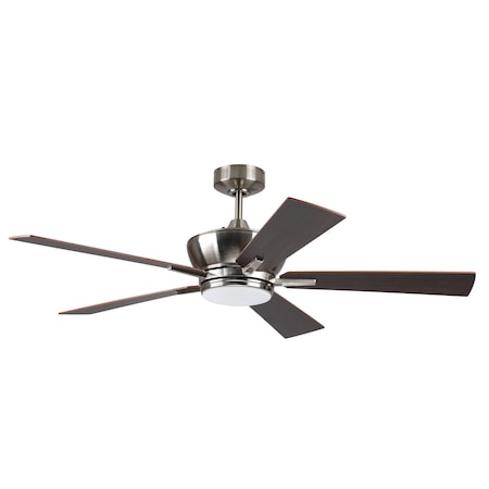 Litex Industries 52 in Brushed Nickel Ceiling Fan Includes Blades, LED Light Kit & Remote WE52BNK5LR